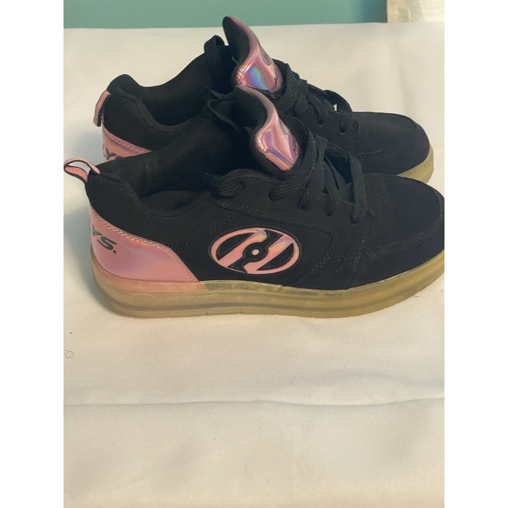 Heelys Voyager Skate Shoes Black/Pink Girls Youth YTH 4 Roller Sneakers Bin3